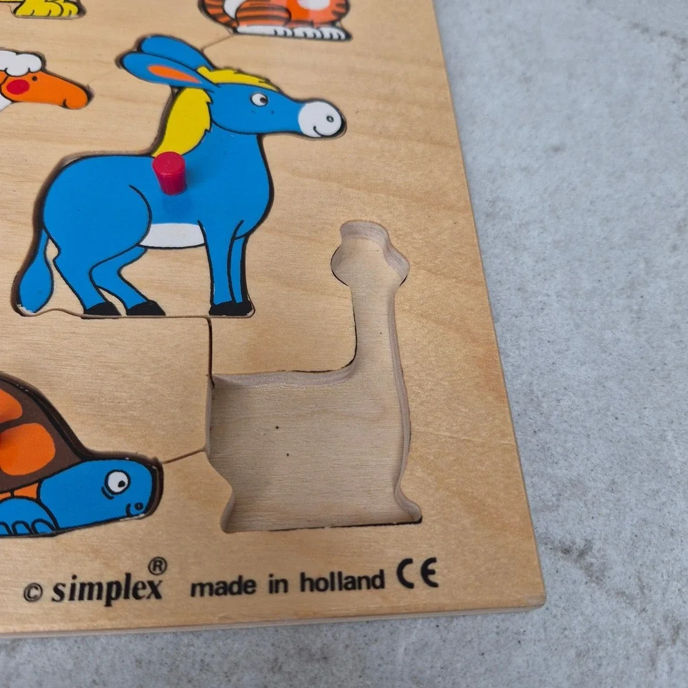 Fisher-Price Simplex‎ Vintage Wooden Peg Puzzle Lot of 6 Thomas Animals Kids